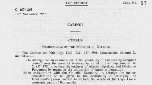 Super spy ancestor. Top secret proposal by Ministry of Defence to expand Britain's spying operation on Cyprus.