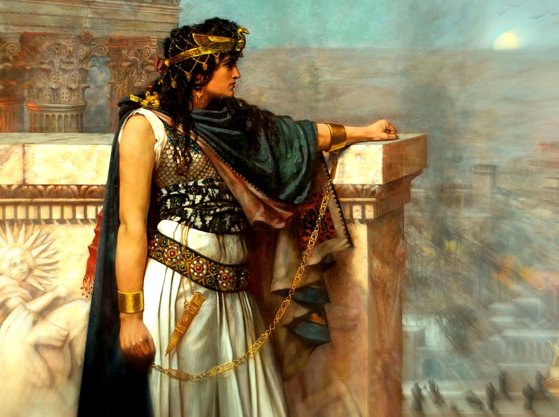 Queen Zenobia, captured by Romans and put in gold chains.